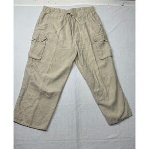 Weekends Off 100 %Linen Cropped Pants‎ Womens XL Elastic Waist Casual Comfort